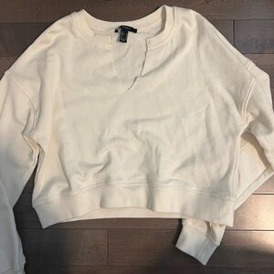 Cream/white Forever 21 cropped crewneck